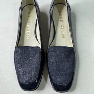 Anne Klein Navy Patent Leather Loafers – Size 7M – Low Heel